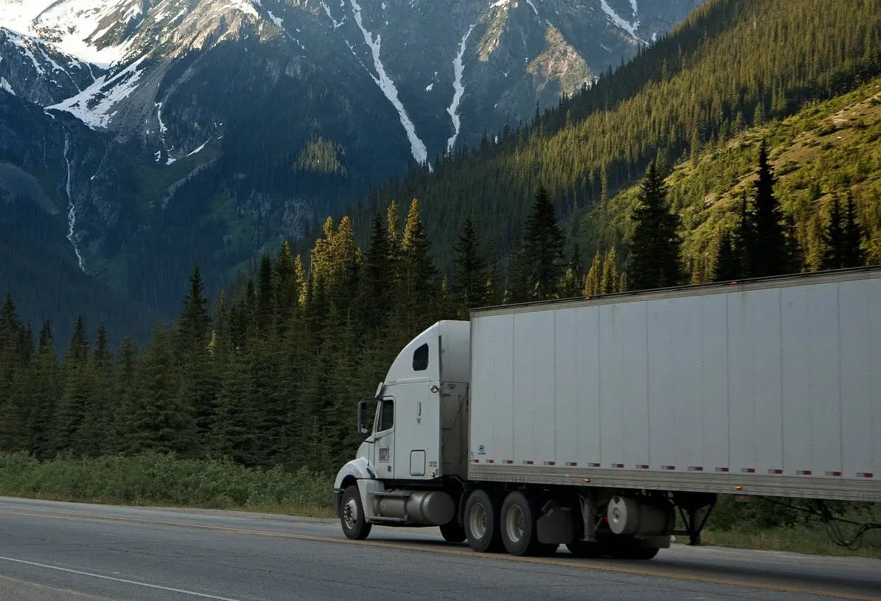 Trucks driving down the highway